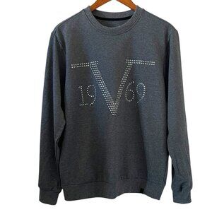 V 1969 Italia Long Sleeve Studded Sweatshirt In Charcoal Gray Size S